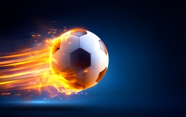 Naklejka premium Blazing Soccer Ball with Orange and Yellow Streaks