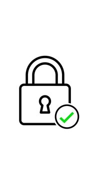 Secure padlock icon with green check mark verification symbol