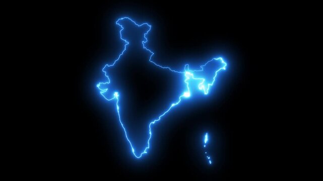 Animated Indian map icon with a glowing neon effect