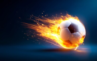 Naklejka premium Blazing Orange Fireball Soccer Ball in Motion