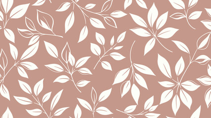 Fototapeta premium White Leaves Pattern on Pink Background.