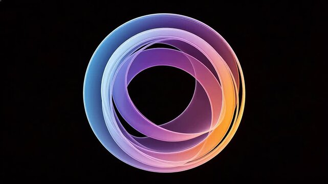 Elegant abstract circular gradient ring with soft pastel hues on black background &mdash; modern digital art, motion design element, UI/UX overlay or tech branding asset