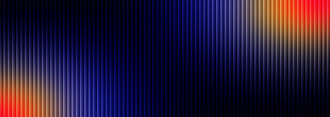 Abstract background featuring vertical lines in deep navy blue with subtle gradients of bright orange and red light illuminating the edges creating a striking visual texture on white background © Gizmo