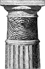 Vintage ornamental column sketch with vertical architectural design for classical decor use