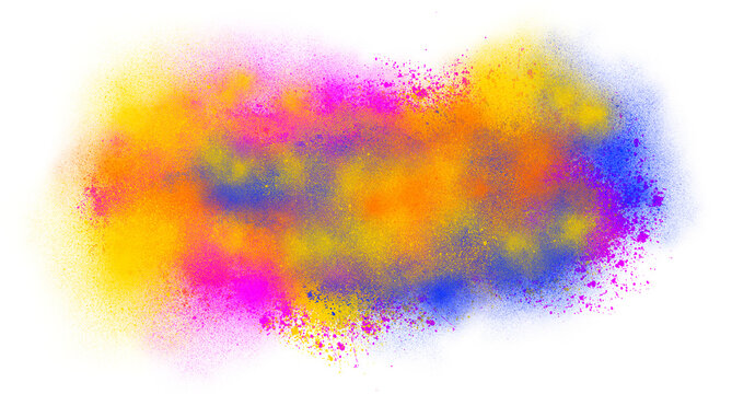 Colorful powder clouds with transparency for festive celebration