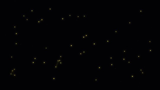 Modern digital network connection moving abstract yellow dots linking and unlinking in dark space background