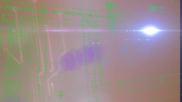 Animation of digital programming database and grid pattern moving in loop on abstract background