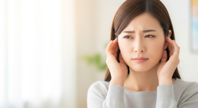 耳鳴りに悩む女性：突発性難聴やめまいの症状