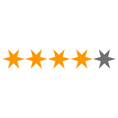 Four Out of Five Stars Rating Vector, Golden Customer Feedback Stars for Reviews