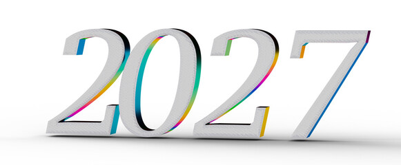 2027 new year concept with colorful numbers on a white background. Perfect for holiday greetings, events, and future pla © vege