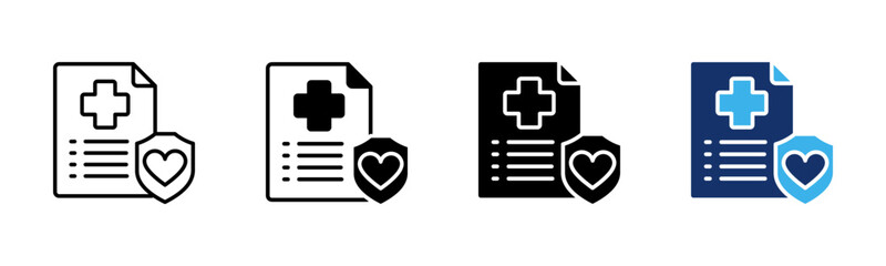 Fototapeta premium Health Insurance icon sheet multiple style collection