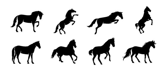 Fototapeta premium Dynamic Horse Silhouettes Set