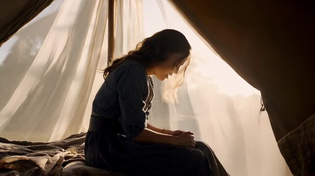 Bathsheba Mourns the Death of Her Husband Uriah. Biblica Story Scene