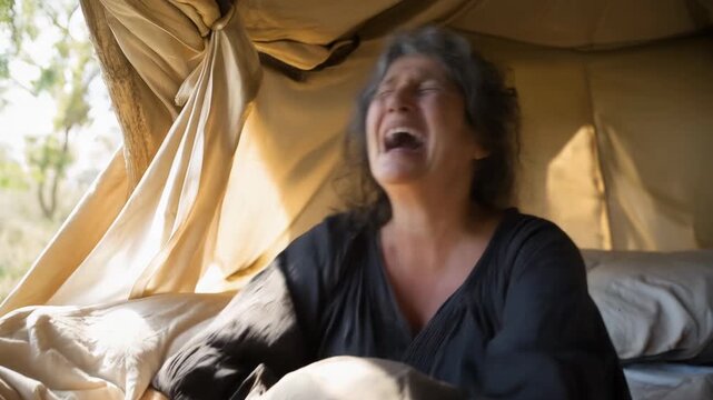 Bathsheba Mourns the Death of Her Husband Uriah. Biblica Story Scene