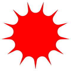 Fototapeta premium Red Spiky Starburst Badge, Sharp Sunburst Sticker Icon for Marketing and Flash Sales
