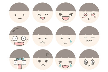 Cute Facial Expression Icon Set Simple Flat Character Icons