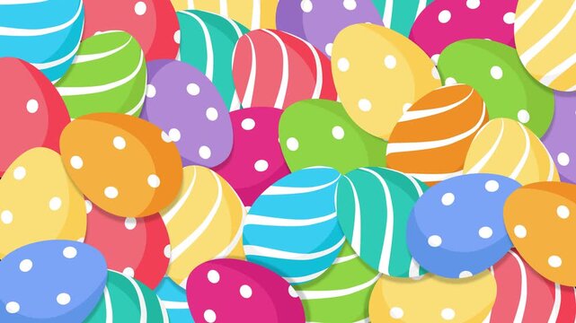 4K Easter eggs Transition Animation. Colorful Easter eggs intro on Alpha background