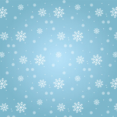 Snowflake Seamless Pattern on Light Blue Winter Background