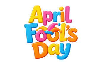 Colorful April Fool's Day Jester Hat Text Design isolated PNG with Transparent Background