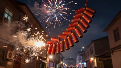 Fireworks set off during Chinese New Year