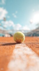 Tennis Ball On Clay Court Under Sunny Daylight