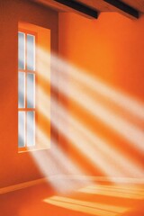 Warm Sunlight Streaming Through Window In Orange Room