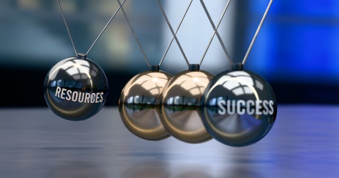 Success is created by resources. Elegant metaphor for resources causing success. Mutual and self inforcing link between resources and success. No AI, created by humans for humans. ,3d illustration