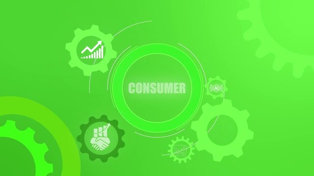 Consumer behavior analysis concept with business plan strategy and setting icon animation illustrating marketing research, customer demand and business market growth.