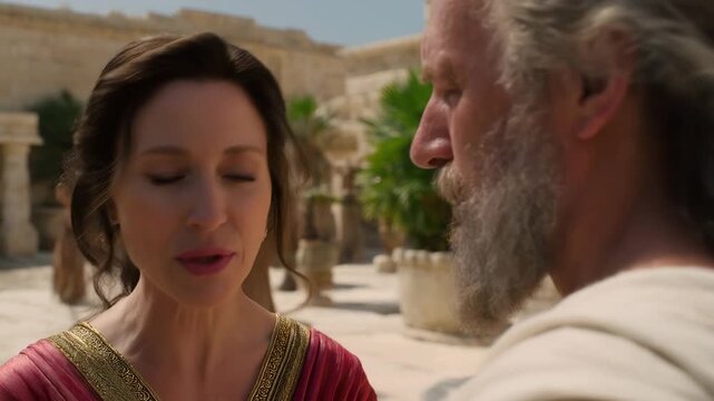 King David Confirms Solomon&rsquo;s Throne at Bathsheba&rsquo;s Request. Biblical Story Scene