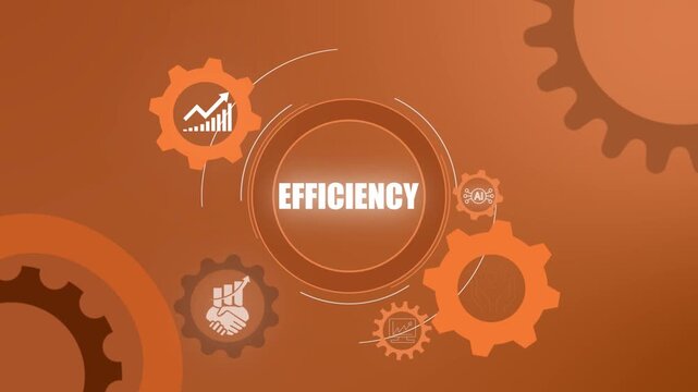 Business efficiency concept with business plan strategy and setting icon animation illustrating process optimization, cost reduction and corporate productivity enhancement.