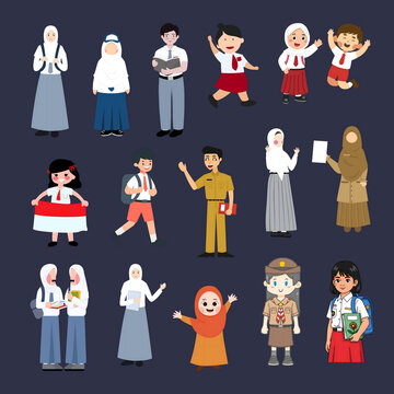 schools and students in Indonesia vector