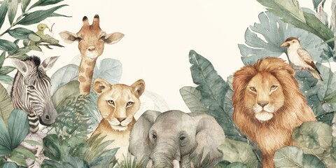 Fototapeta premium Hand-drawn illustration of zoo animals.