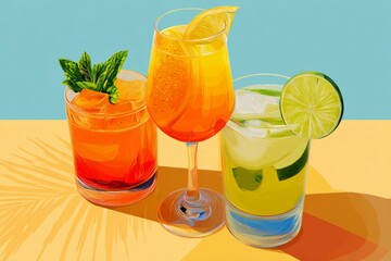 Fototapeta premium Illustration of a refreshing collection of beverages.