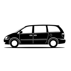 Obraz premium Black Silhouette Minivan Side-View Icon