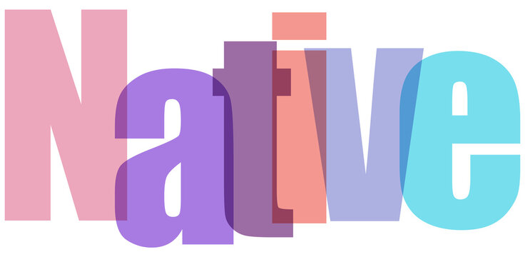 Colorful native text graphic design element on transparent background