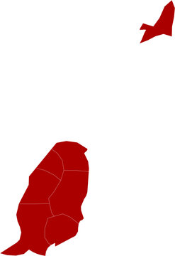 Grenada Map Red Single Color Vector
