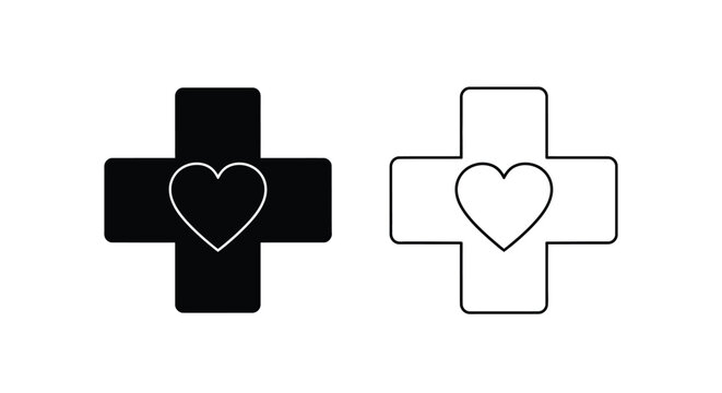 Modern medical cross symbols with heart Vector