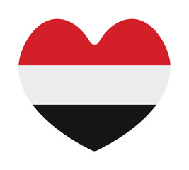 Obraz premium heart shaped yemen flag icon with red white and black horizontal stripes representing national pride love for country and patriotic symbol design