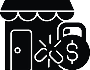 Obraz premium Pharmacy Storefront with Medicine Capsule and Money Bag Icon – Drugstore Business and Healthcare Retail Vector