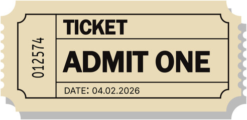 Retro Admit One Event, Movie, Cinema, Theatre, Admission and Raffle Ticket Templates Vector 