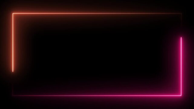Looping animation of a glowing neon rectangle frame, Neon rectangular frame loopable. 4k video. and creating a stunning 4k video.
Glowing neon rectangle border frame in the shape rectangle. 