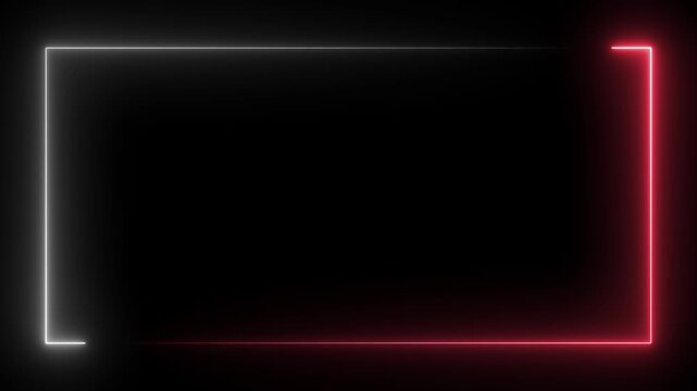 neon rectangle frame glowing against a dark background, Animation of glowing neon rectangles abstract background.
Square rectangle picture frame, Neon lines frame animation.