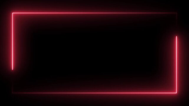 neon rectangle frame glowing against a dark background, Animation of glowing neon rectangles abstract background.
Square rectangle picture frame, Neon lines frame animation.