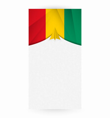 Fototapeta premium Travel to Guinea, Stylish Travel Banner with Flag and Paper Airplane.