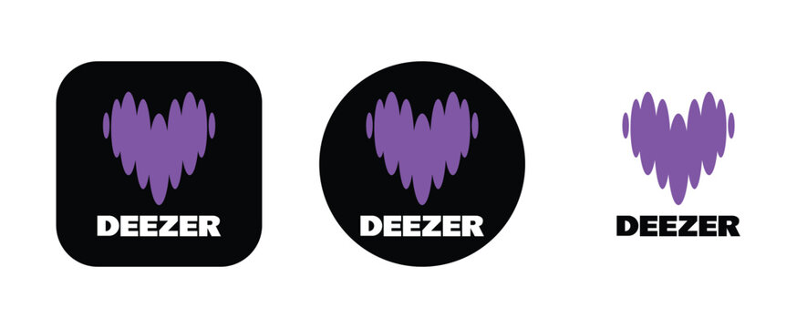 Deezer App Logo Variations on Transparent Background, Editorial Use Only