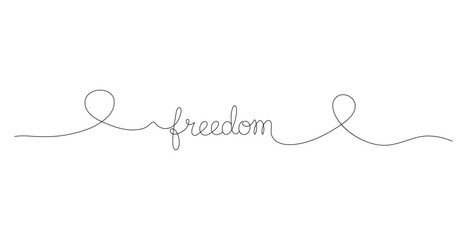 Elegant handwritten word freedom surrounded by flowing continuous line on a clean white background design element © Nipun Mitra123