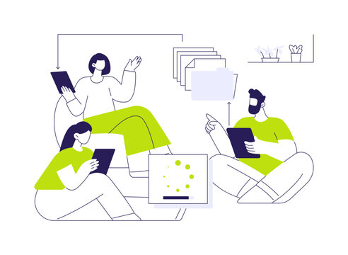 Sharing documents online abstract concept vector illustration.