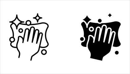 Fototapeta premium Wash your hands icons set. Hand washing icons set. Hand drawing with water tap, drop, soap bubble sign, vector illustration