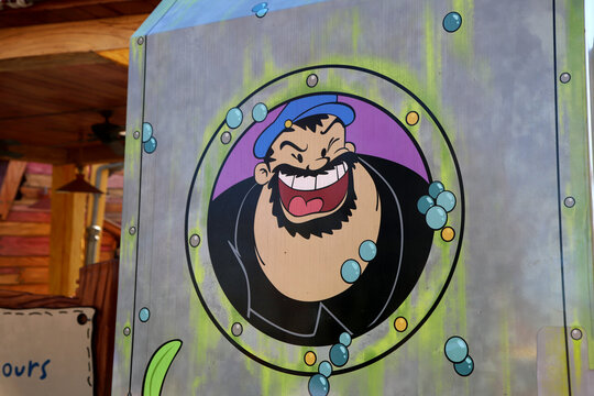 Brutus character from Popeye cartoon illustrated on themed decorative panel