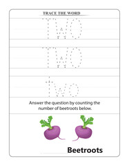 Number Two Tracing Worksheet for Kids